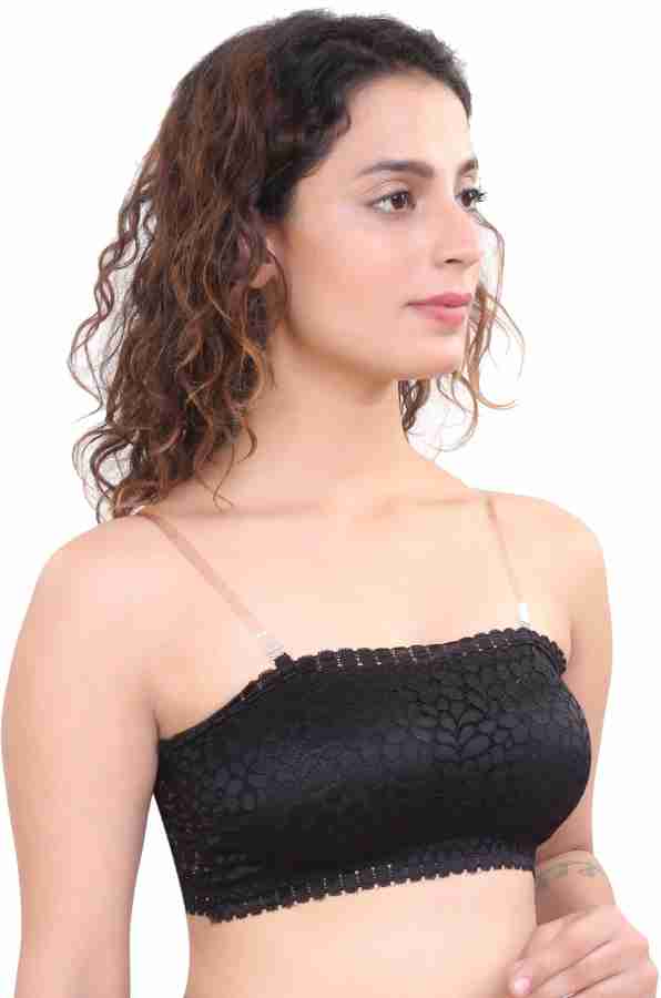 DOCUMO Lace Strapless Bras for Women Bandeau Bra Padded