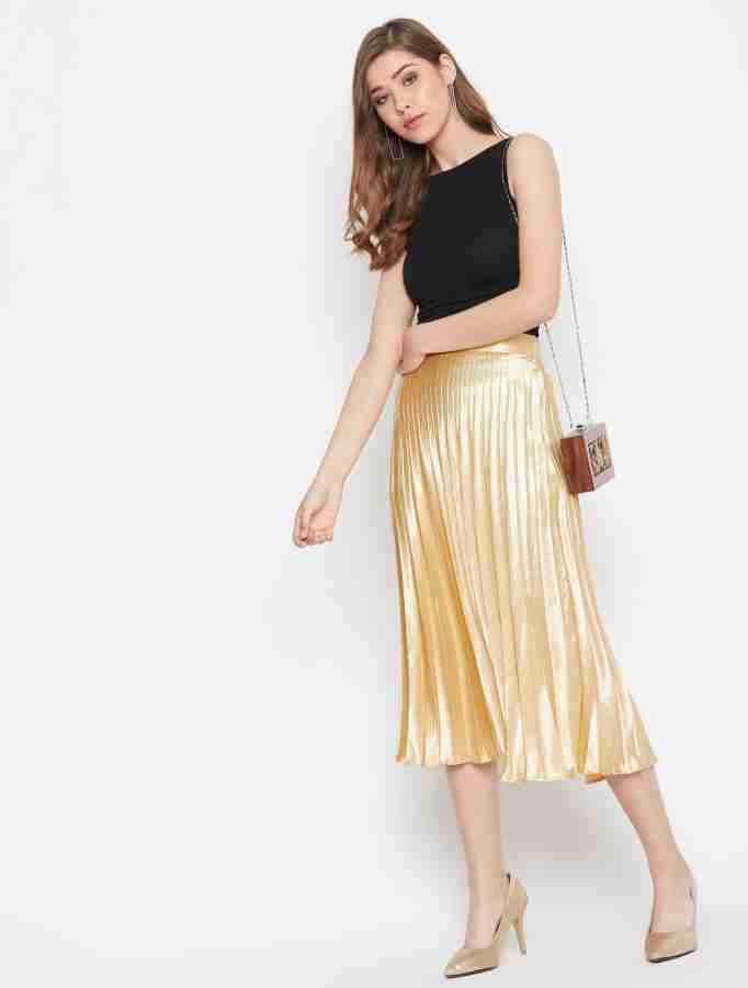 Gold pleated skirt 30 sale