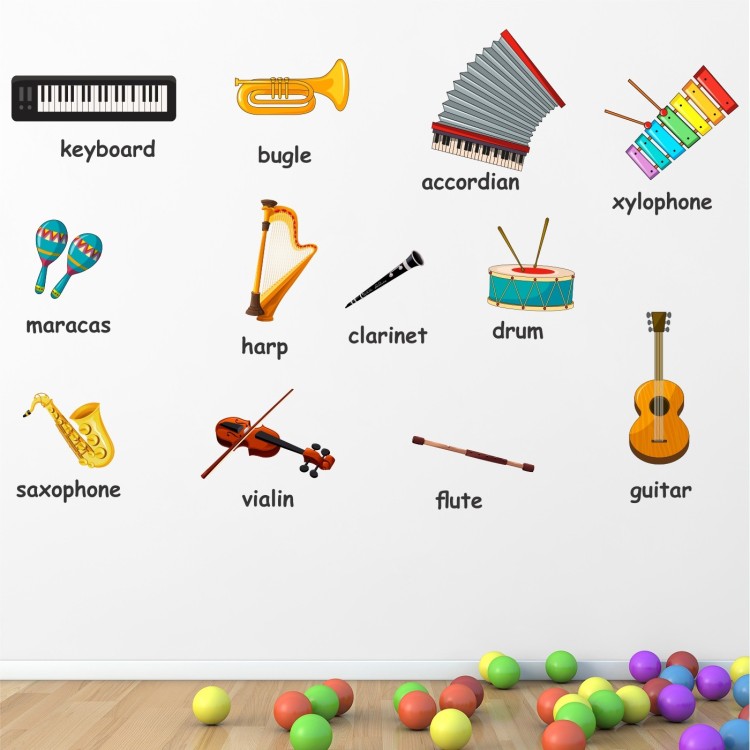 Nomes de instrumentos musicais StickMe - bebêNomes de instrumentos musicais StickMe - bebê  