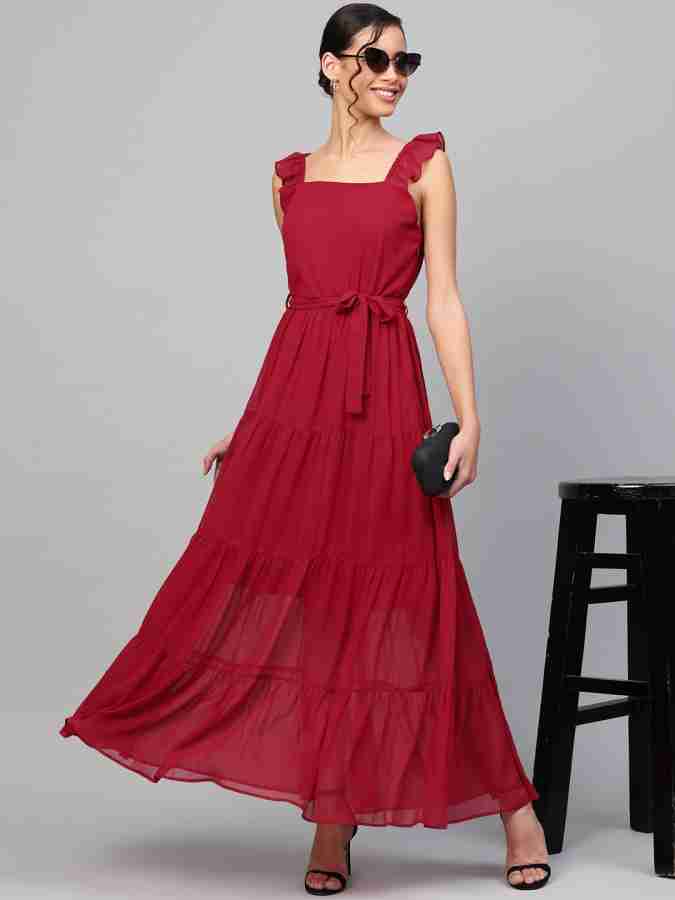 SASSAFRAS Women Maxi Red Dress - Buy SASSAFRAS Women Maxi Red