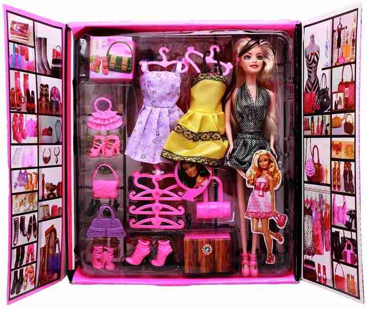 Equipagecart Beautiful Fashion Doll Wardrobe Set with Dresses and Accessories for Girls Beautiful Fashion Doll Wardrobe Set with Dresses and Accessories for Girls shop for Equipagecart products in Ind...