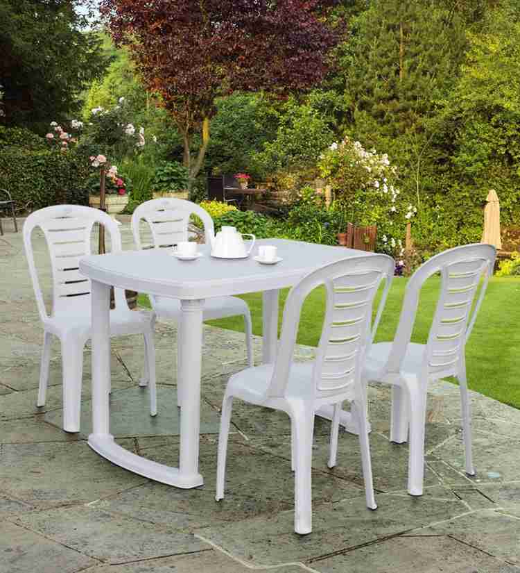 White plastic garden furniture set best sale