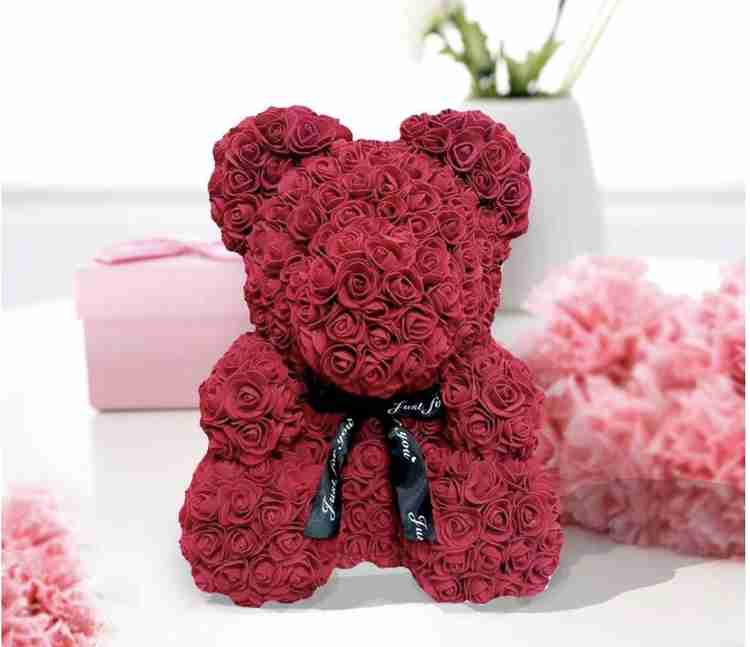 Goodiify Foam Rose Teddy Bear Wine Color 25cm 25 cm Foam