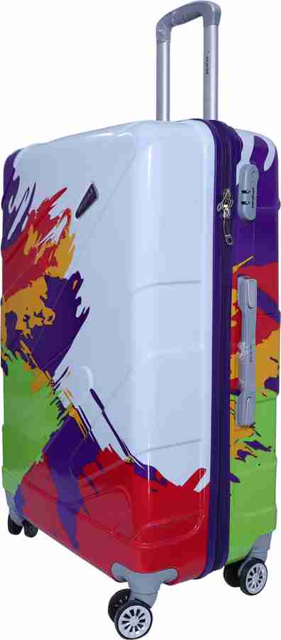 Paryatak New Trolley Bags Luggage Sheeraj Multicolor Suitcase Trolley Bags Soft Body Hard Material Suitcase Polycarbonate 8 Wheels Suitcase 360 Degree Rotation 100 Water Proof Multicolor 65 cms Check ...