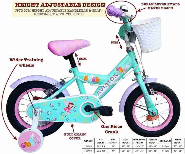 Hellobikes Kids Girls green Cycle Bicycle for 2 5 Years with 8