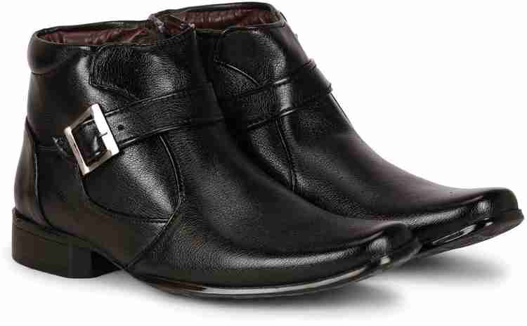 Mens black leather ankle online boots