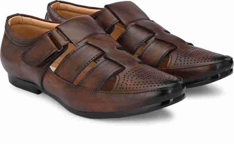 Synthetic leather sandals sales