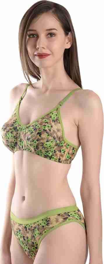 StyFun Women Cotton Blend Floral Print Padded Non-Wired Bra Panty Set Full  Coverage Lingerie Set Multicolor See Main Image to Check How Many Sets You