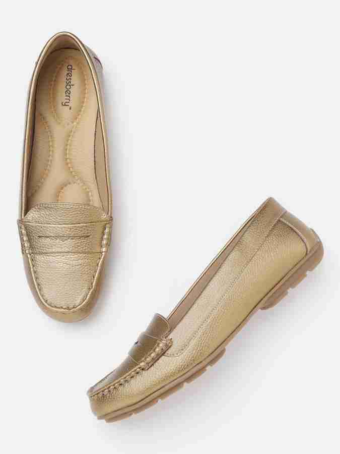 Dressberry DressBerry Women Gold Toned Solid Driving Shoes Driving