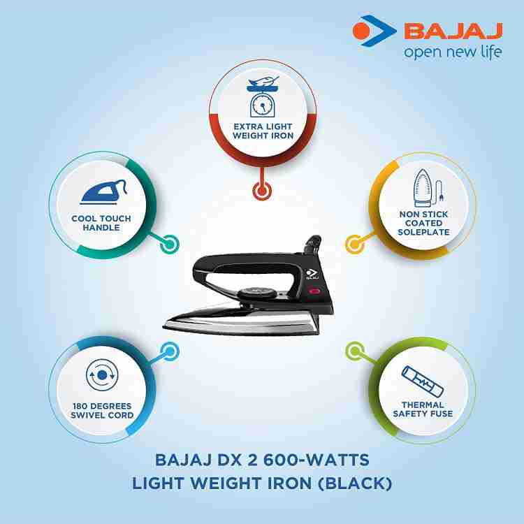 BAJAJ DX 2 600 W Dry Iron Price in India Buy BAJAJ DX 2 600 W Dry Iron Online at Flipkart