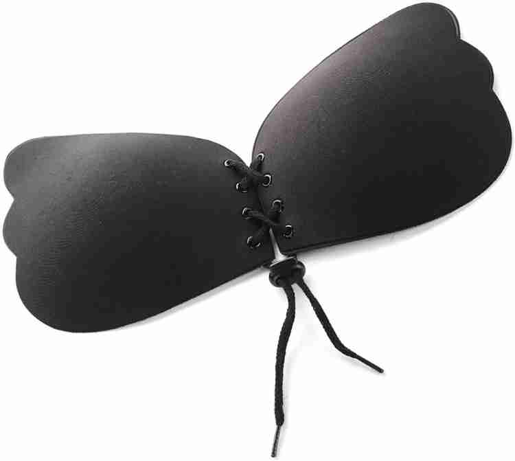 Follure Women's Sticky Detachable Strap Backless Bra Self Adhesive  Invisible Push Up Bra(Black A)