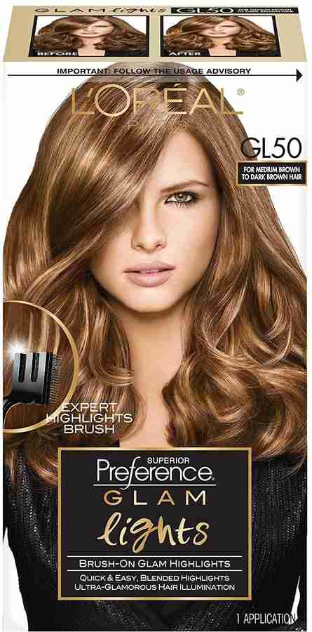 Brush on highlights for dark shop hair