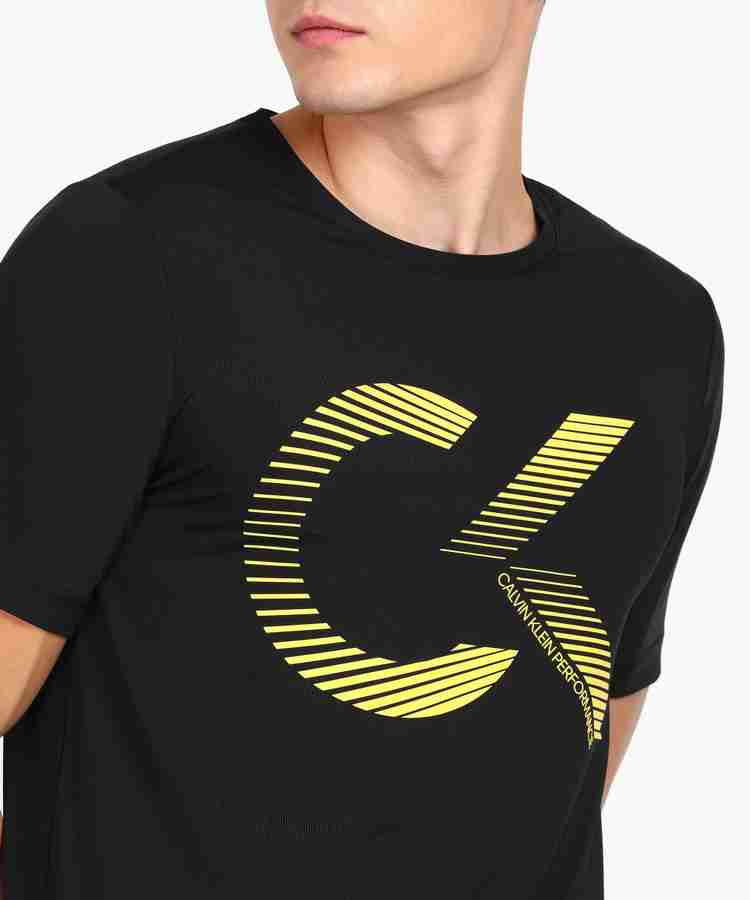 Calvin Klein Performance Printed Men Round Neck Black T Shirt