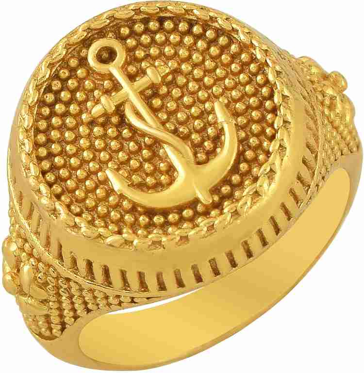 Mens gold anchor ring new arrivals