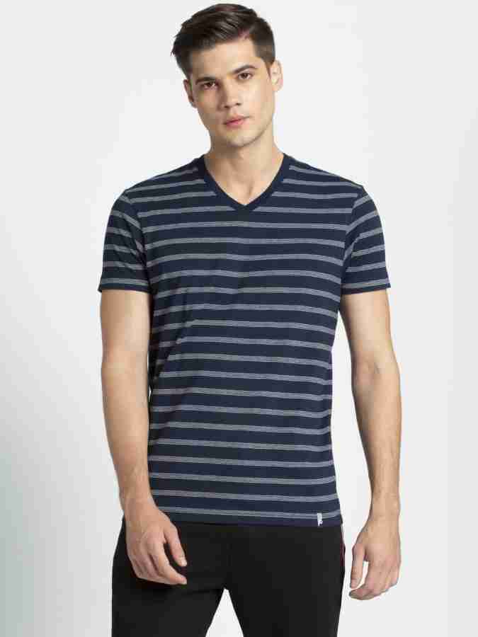 Grey Striped 2024 V-Neck Shirt