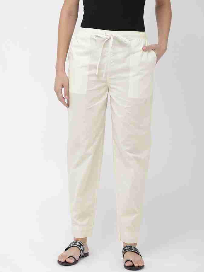 GO COLORS Regular Fit Women Cream Trousers - Buy GO COLORS Regular Fit  Women Cream Trousers Online at Best Prices in India