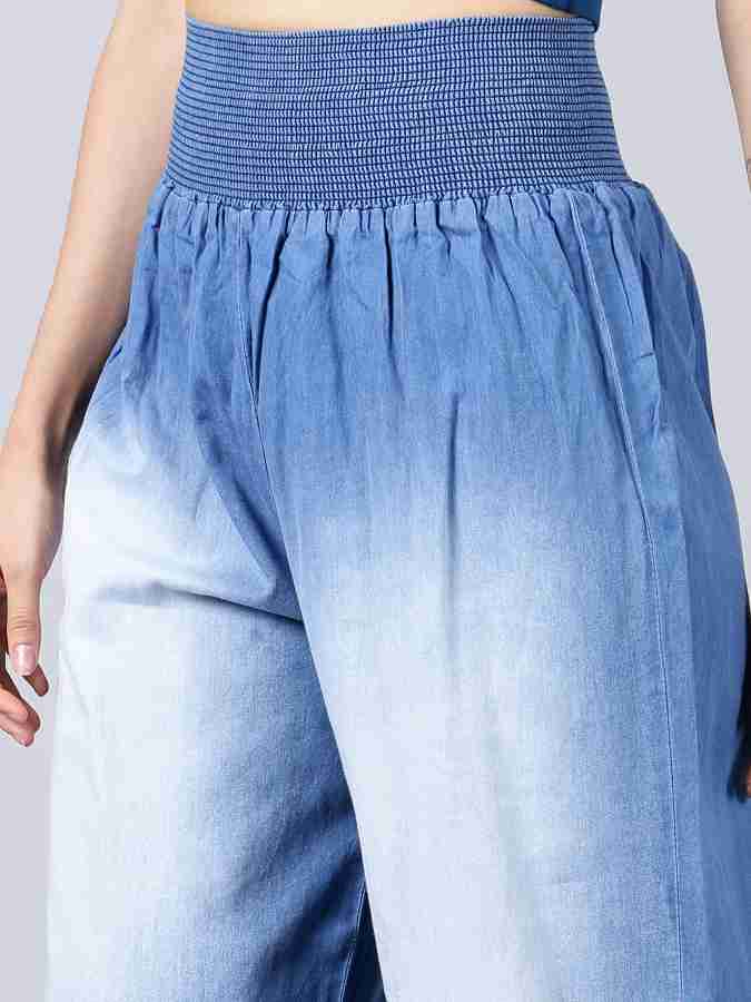 EBELLIA by V2 Retail Ltd. Flared Women Light Blue Trousers - Buy EBELLIA by V2  Retail Ltd. Flared Women Light Blue Trousers Online at Best Prices in India