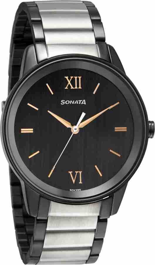 Sonata watch deals black chain