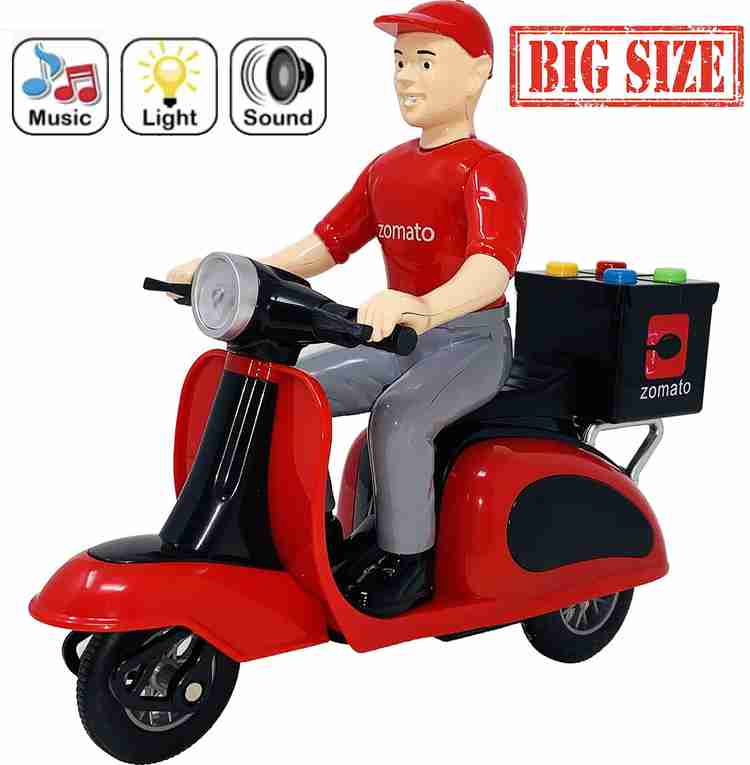 Miniature Mart Big Size Toy Online Food Delivery Boy With Scooter