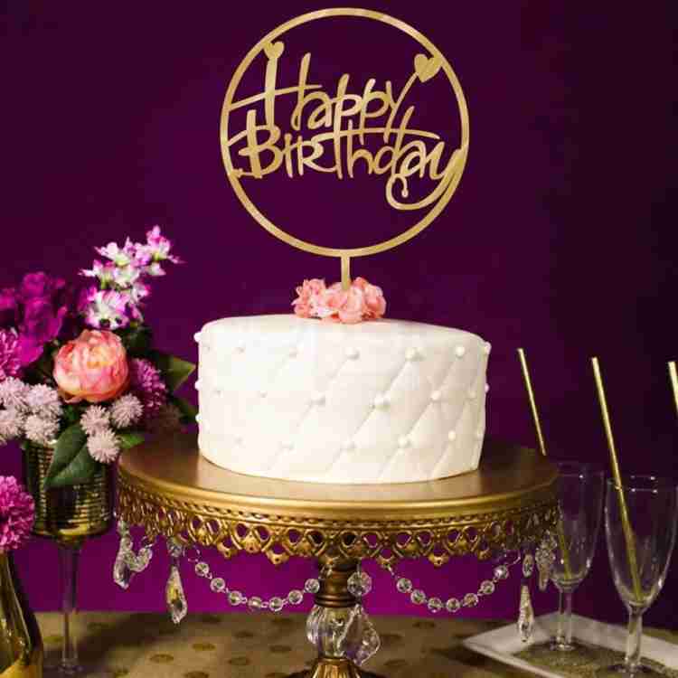 Buy PartyCorp Gold Round Shaped Acrylic Happy Birthday Cake Topper, 1 Piece  Online at Best Price in India – FunCorp India
