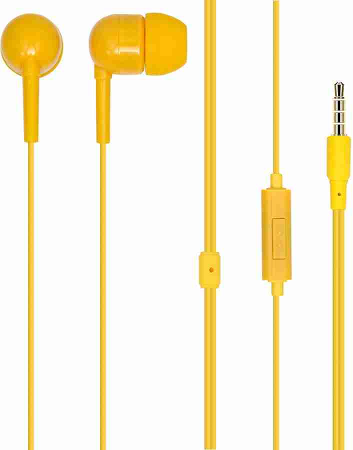 Yellow colour earphones store