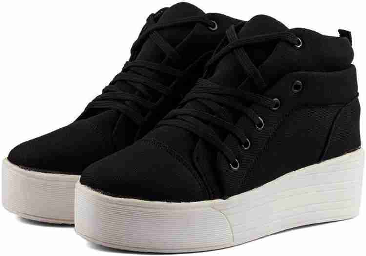 Black high cheap heel sneakers