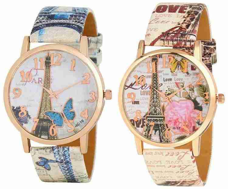 Lama Eiffel Tower COMBO PARIS Analog Watch For Girls Buy Lama Eiffel Tower COMBO PARIS Analog Watch For Girls New stylish blue pink butterfly Eiffel Tower analogue watch