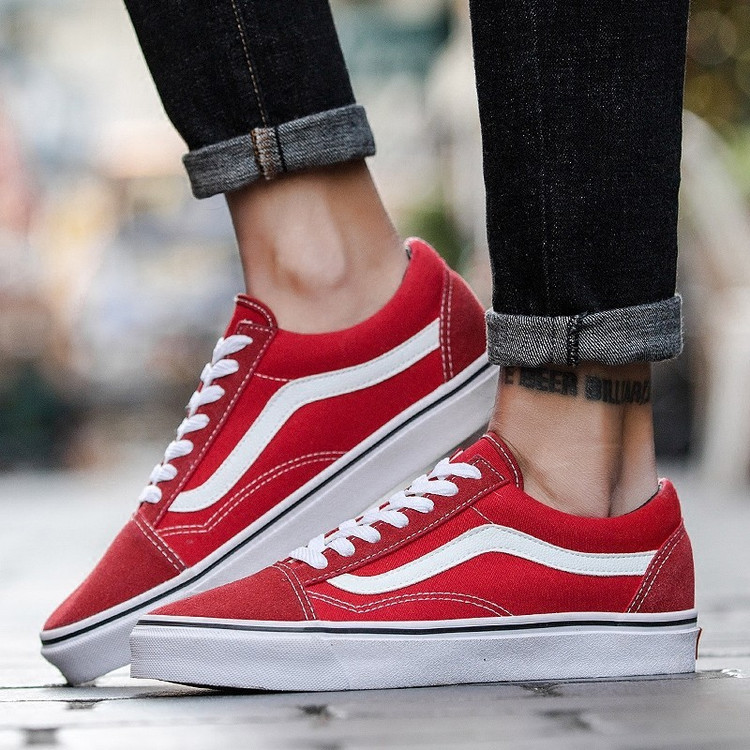 vans men red shoes