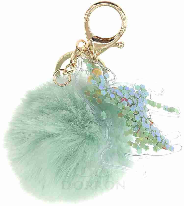 Mint green pom pom keyring shop