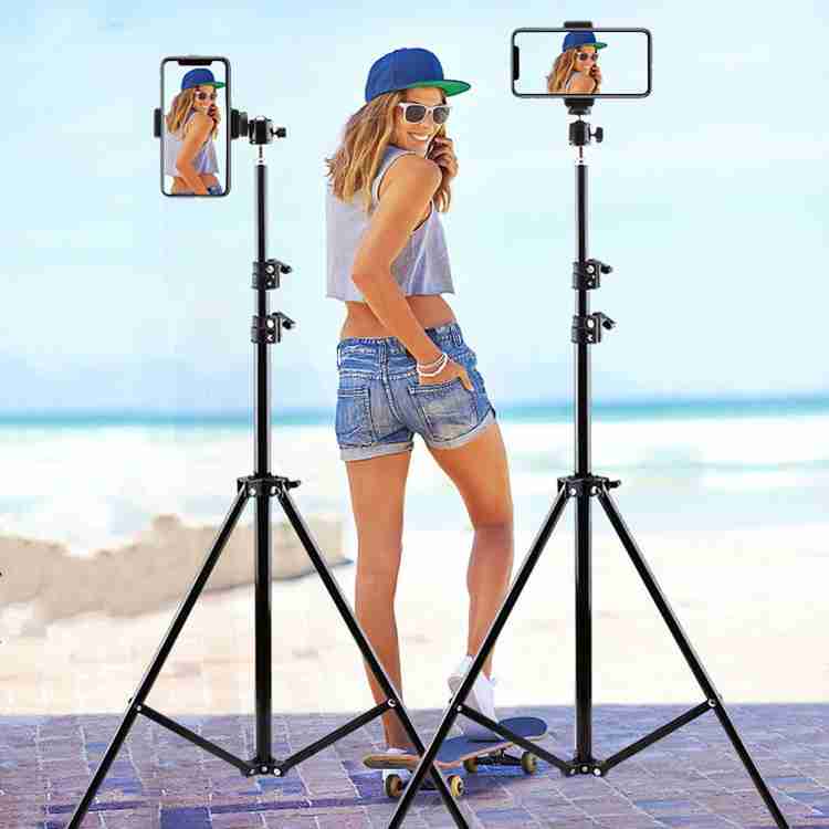kluzie 6.9 feet 200cm Metal strong mobile phone tripod camera stand beauty ring fill light stand photography umbrella selfie video recording 2.1 meters tripod with mobile phone clip Tripod Kit kluzie ...