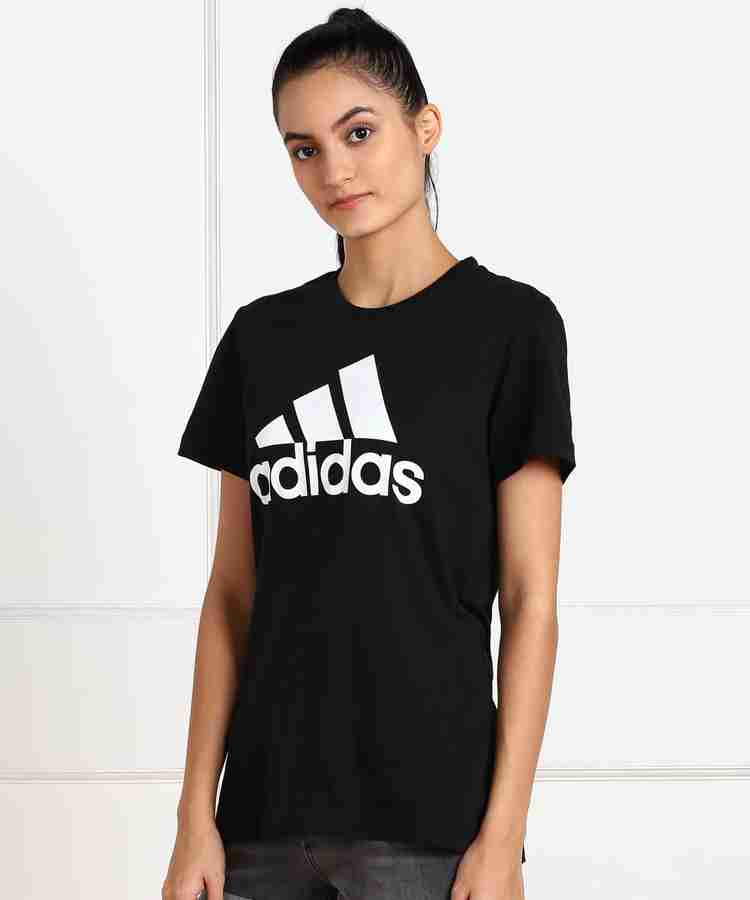 ADIDAS Printed Women Round Neck Black T Shirt Buy ADIDAS Printed