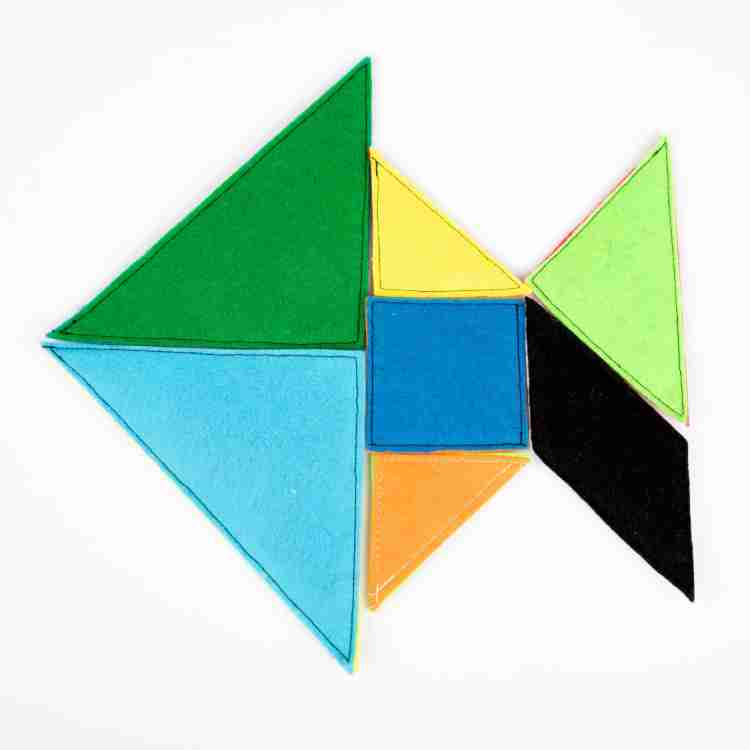 Reboot-U Toddler Cotton Fabric Tangram Puzzle Multicolor Set of 1 