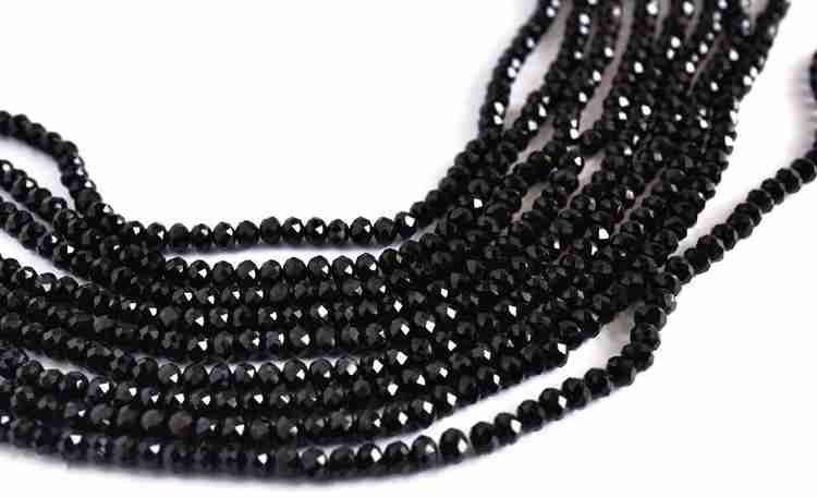 Beadsnfashion Glass Black Faceted Crystal Beads 1mm for Jewellery Making Crafts Work and Embroidery Work Pack of 10 Strings Glass Black Faceted Crystal Beads 1mm for Jewellery Making Crafts Work and