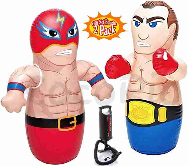 CocoRio Hit Me Toy for Kids 3 D Inflatable Bouncer Toy Sand Water Filled Base BOP Bag for Kids PVC Punching Bag for Children for Baby 2 Pcs Wrestlers Hit Me