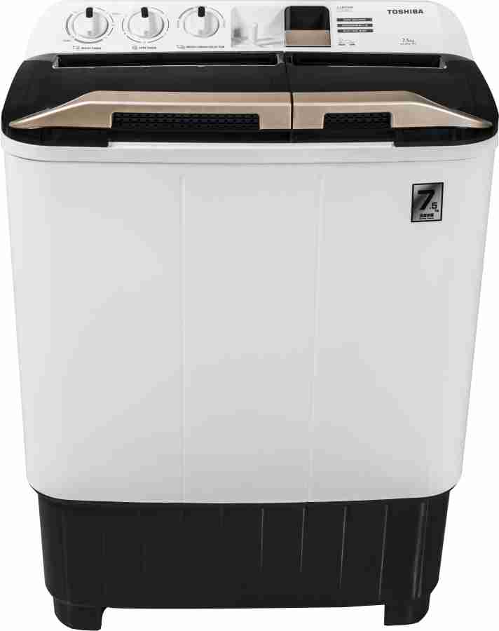 TOSHIBA 7.5 kg Easy Kit, Air Dry Technology Semi Automatic Top Load Washing  Machine Black, White, Gold Price in India - Buy TOSHIBA 7.5 kg Easy Kit, Air  Dry Technology Semi Automatic