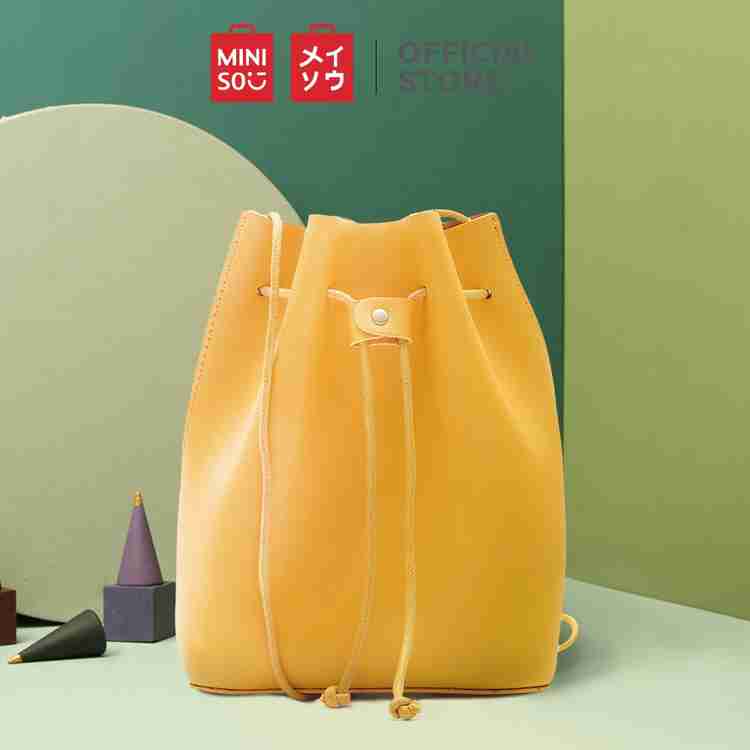 MINISO Simple Mini Bucket Bag for Woman Stylish Drawstring Bucket Bags Yellow 2.5 L Backpack Yellow Price in India Flipkart