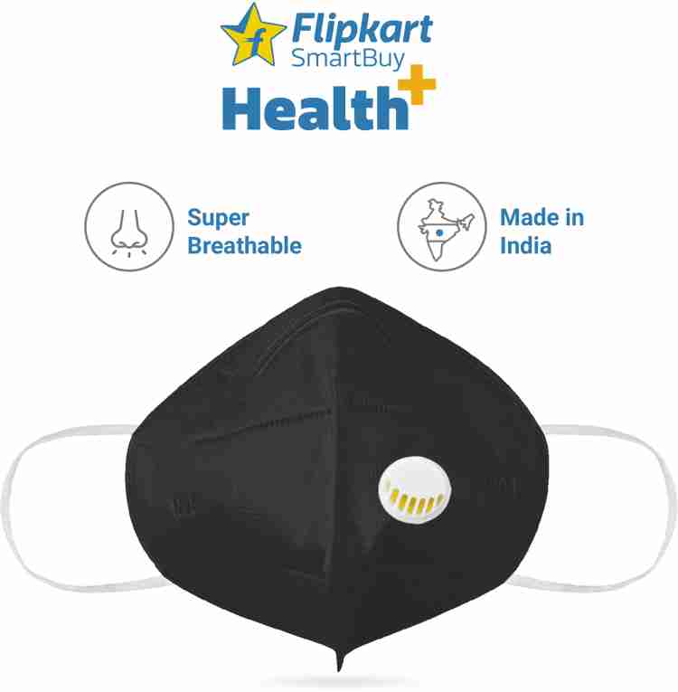 50% OFF on Flipkart SmartBuy Health+ Reusable Unisex Outdoor Protection 2  Layer - 05 nose shape Cloth Mask(Black, Free Size, Pack of 5) on Flipkart