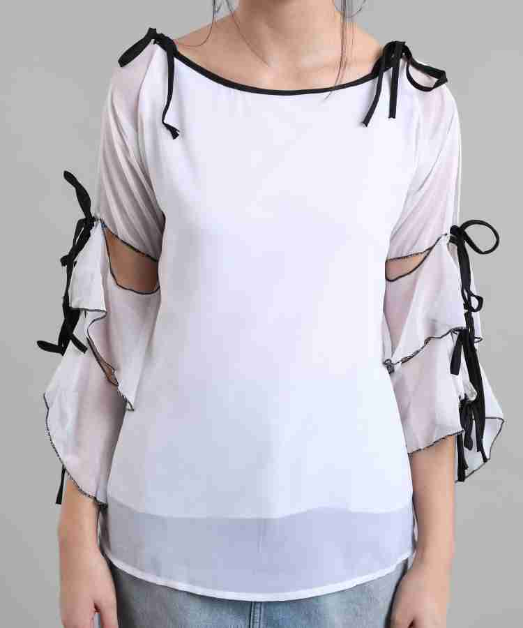 Raabta white cold shoulder top sale