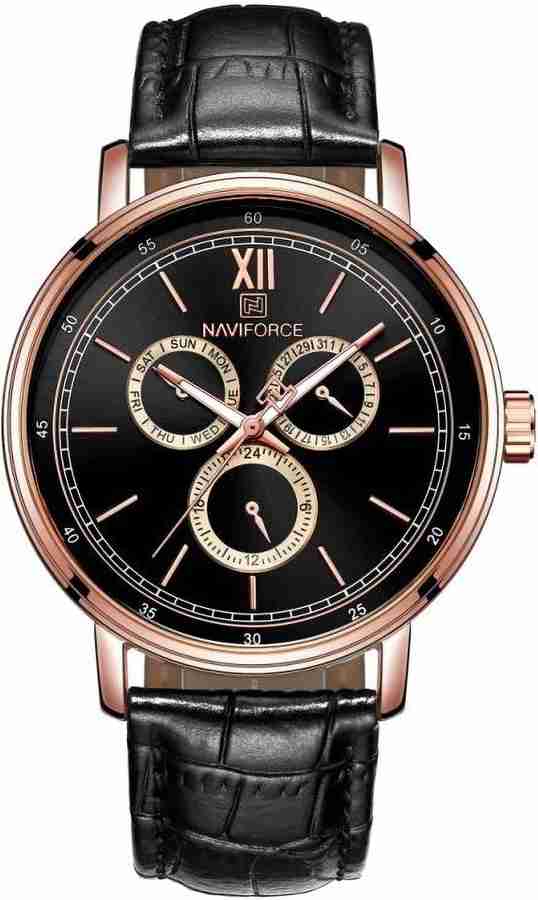 NAVIFORCE NF3002bk NF3002 Analog Watch For Men Buy NAVIFORCE NF3002bk NF3002 Analog Watch For Men black golden chronograph Online at Best Prices in India Flipkart