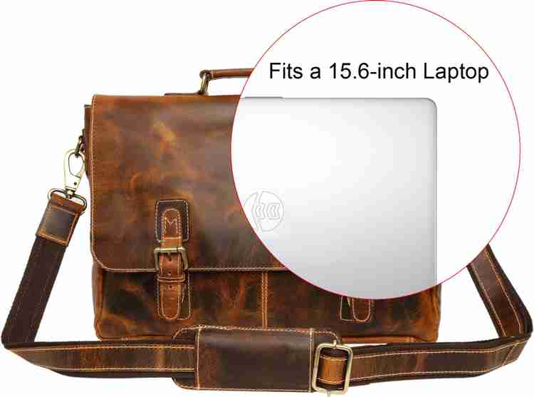 Rustic town 15 inch vintage crossbody genuine leather laptop messenger bag top