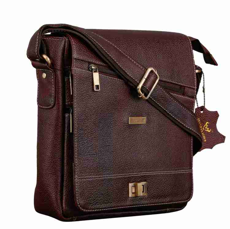 BRAND LEATHER Brown Sling Bag 100 Genuine Leather Cross Body Sling Bag Brown Price in India Flipkart