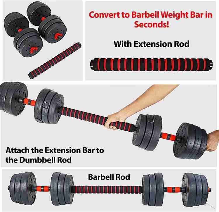 FITSY Adjustable Dumbbell Set 20 kg PVC Dumbbell with Extension