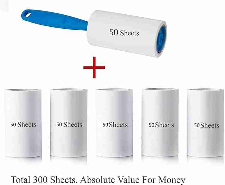 Nyrwana Plastic Sticky Lint Roller Pet Hair Remover Cleaner 300 Sheets,Set  of 6 Rolls 50 Sheets Each roll Lint Roller