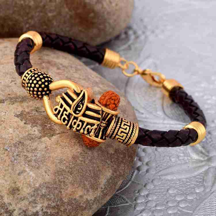 Mahakaal Jewels Brass Leather Gold plated Bracelet Price in India Buy Mahakaal Jewels Brass Leather Gold plated Bracelet Online at Best Prices in India Flipkart