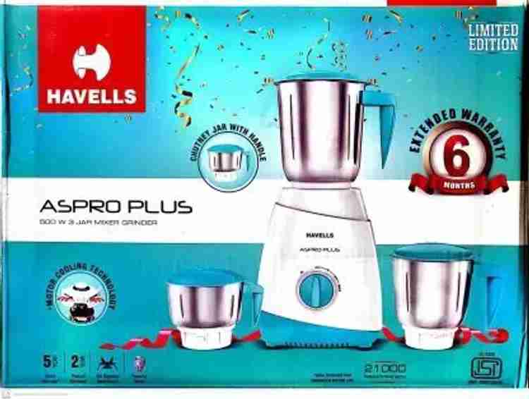 HAVELLS PLUS 500 W Mixer Grinder Price in India Buy HAVELLS PLUS 500 W Mixer Grinder Online at Flipkart