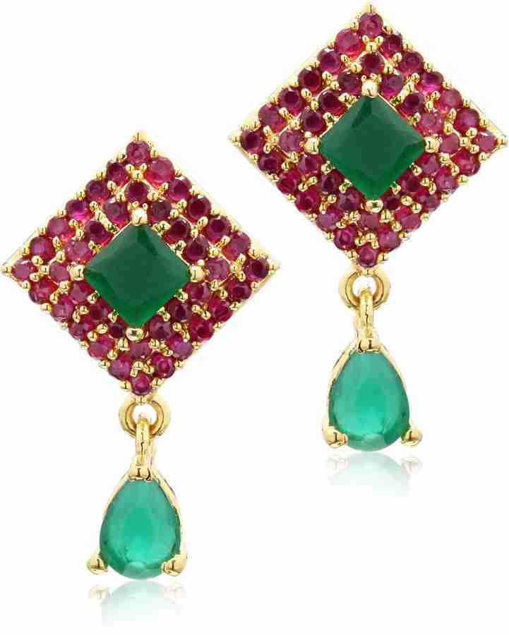 Flipkart Buy Weldecor Premium Collection American Diamond Fashion Square Drop Earrings for Girls Women Brass Drops Danglers Online at Best Prices in India