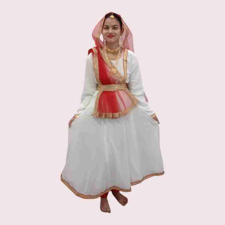 ITSMYCOSTUME Kathak Dress Girl White Red Anarkali Tights Jacket Dupatta Classical Kids Fancy Dress Costume Material Georgette Net Kids Costume Wear Price in India Buy ITSMYCOSTUME Kathak Dress