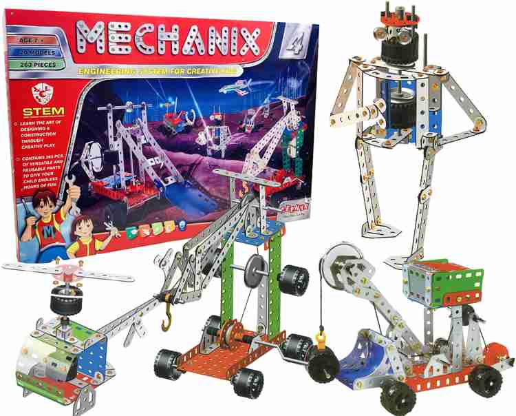 Gift Box Engineering Toys System STEM Mechanical Toys for Creative Kids Both Boys Girls Can Build Different Models Best Birthday Gifts Build Up to 20 Models 263 Parts