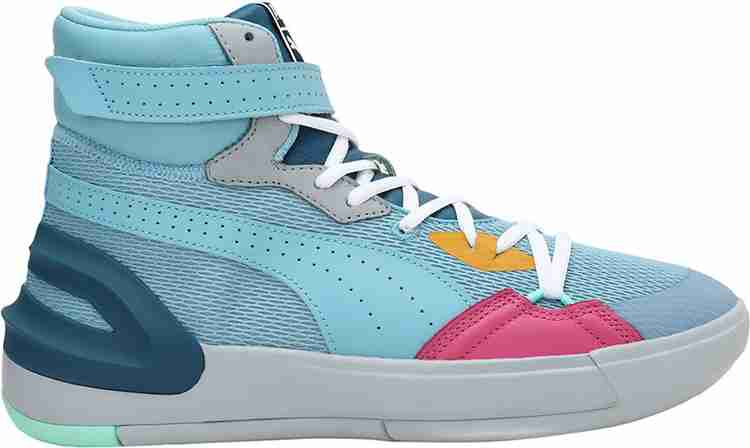 White and light 2024 blue basketball shoes