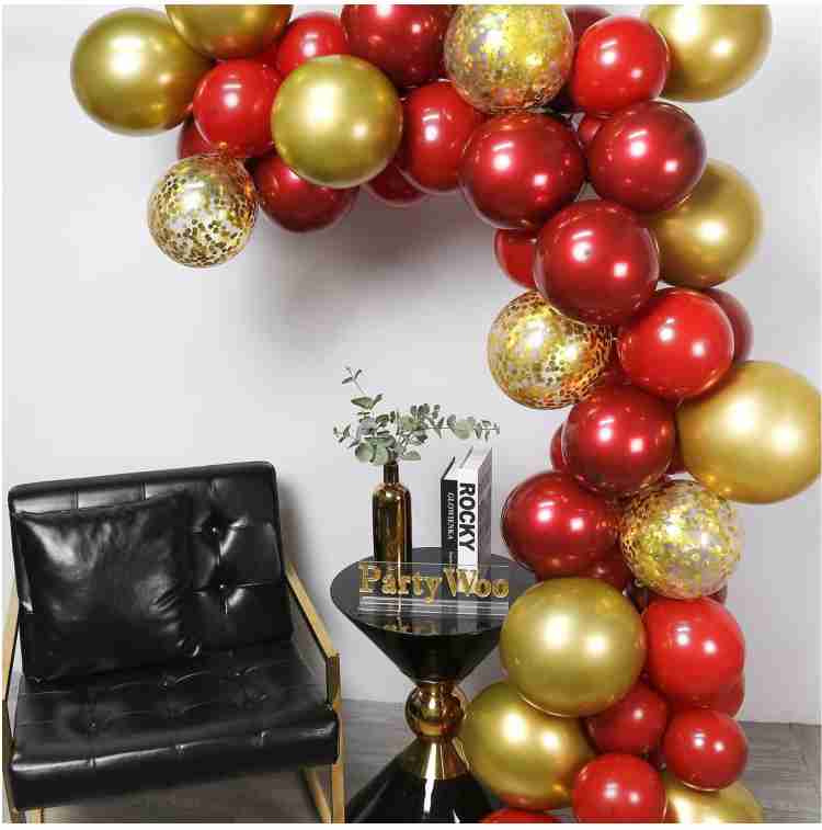 PartyWoo Burgundy Black Balloons, 45 pcs Red and Black Balloons